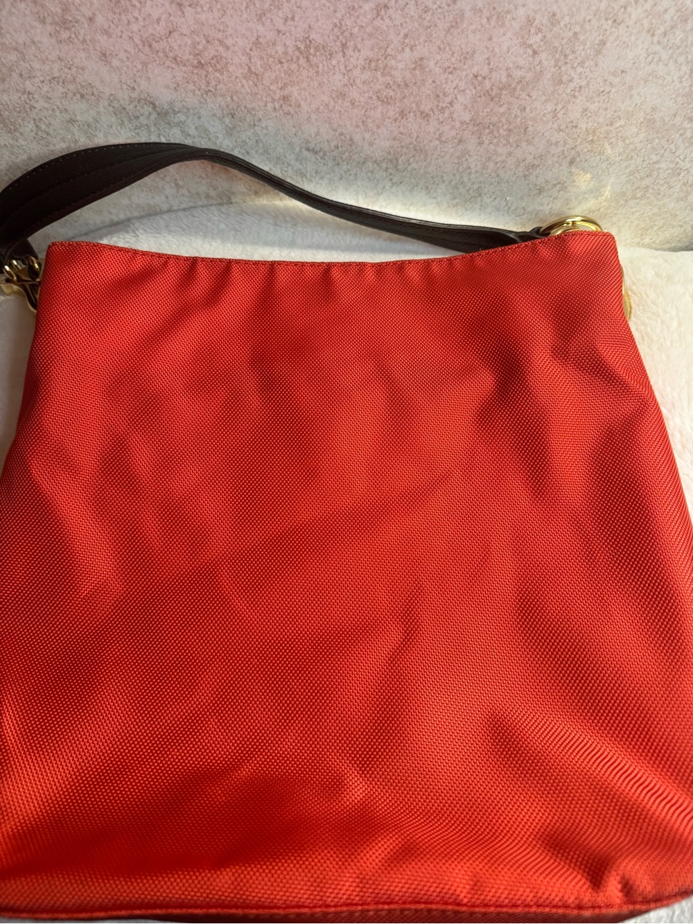 JPK Paris Salmon/ Orange Shoulder Tote Bag with leather Handle. - Picture 11 of 13